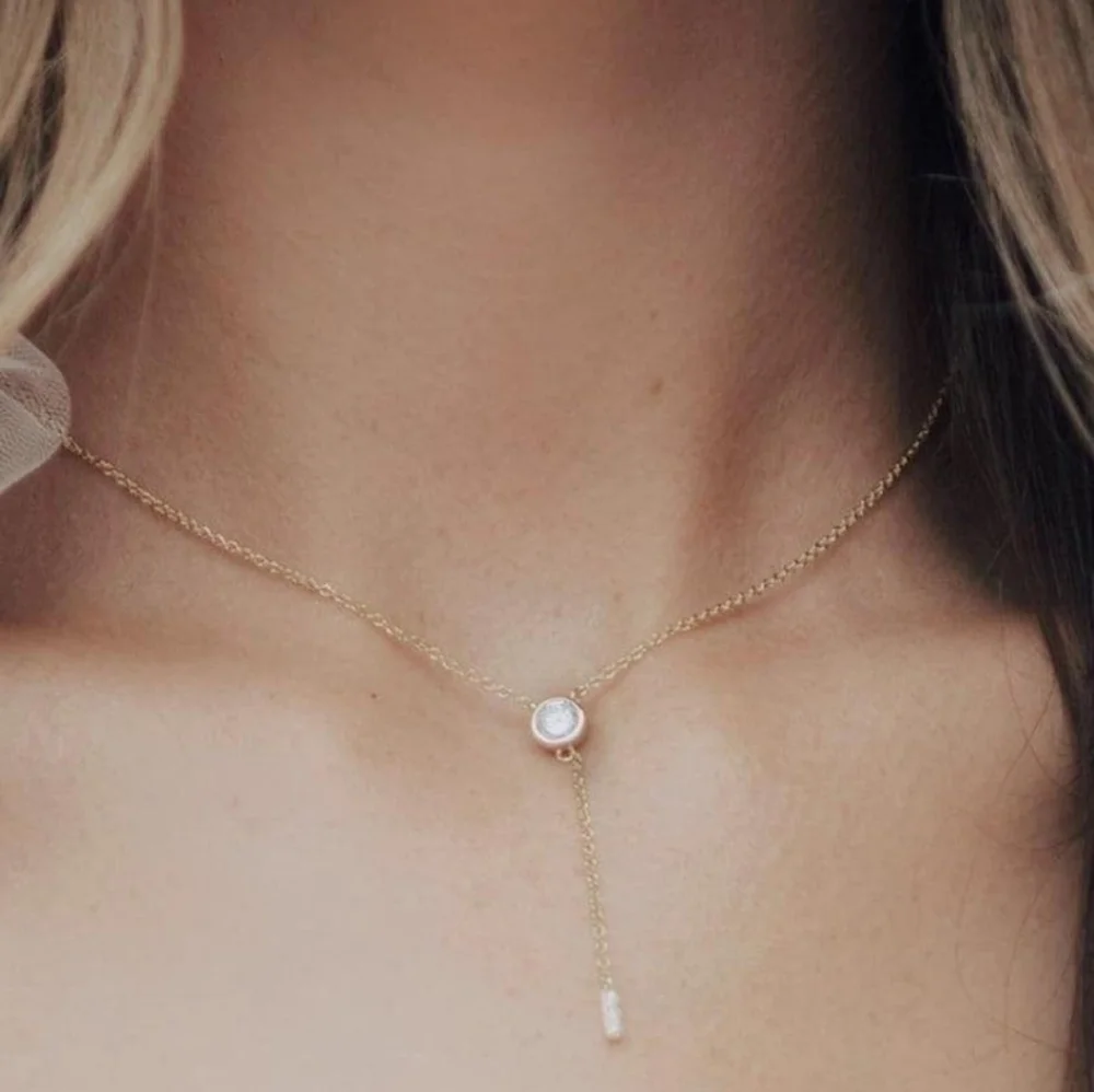 14k Gold Necklace Pilar Drop Pendant  New 16-18 Inch